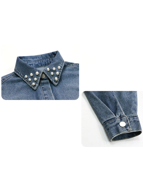 Loose Rivet Denim Blouse